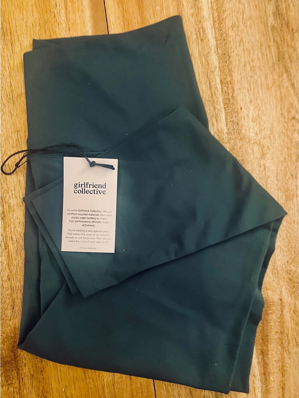 girlfriend collective forest green high-rise leggings with tag
